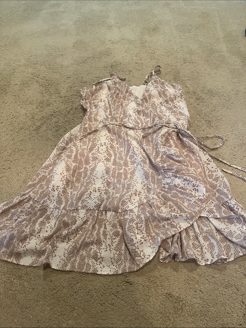 audrey Beige & Cream Snake-Print Wrap Dress